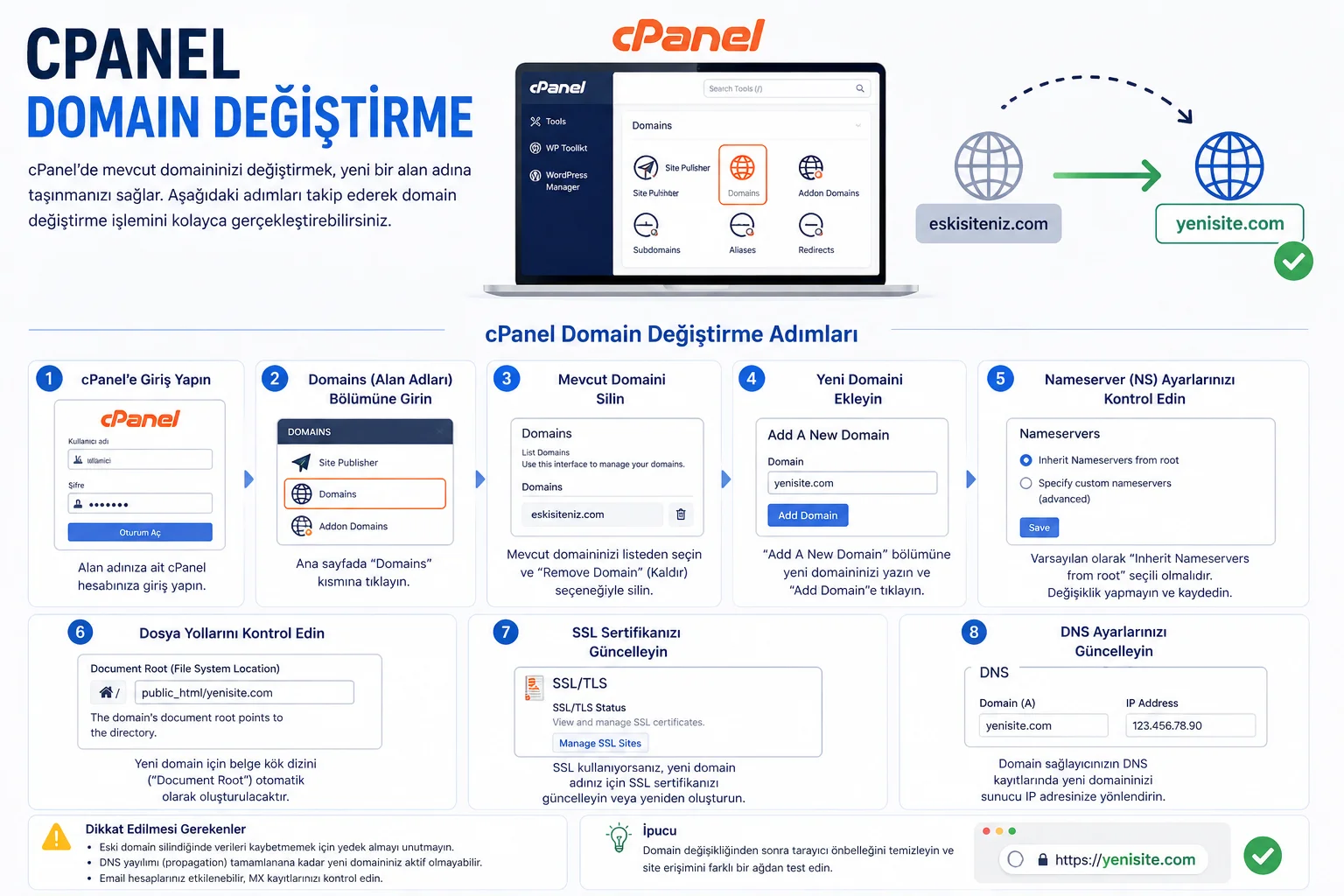 cPanel Domain Değiştirme.webp