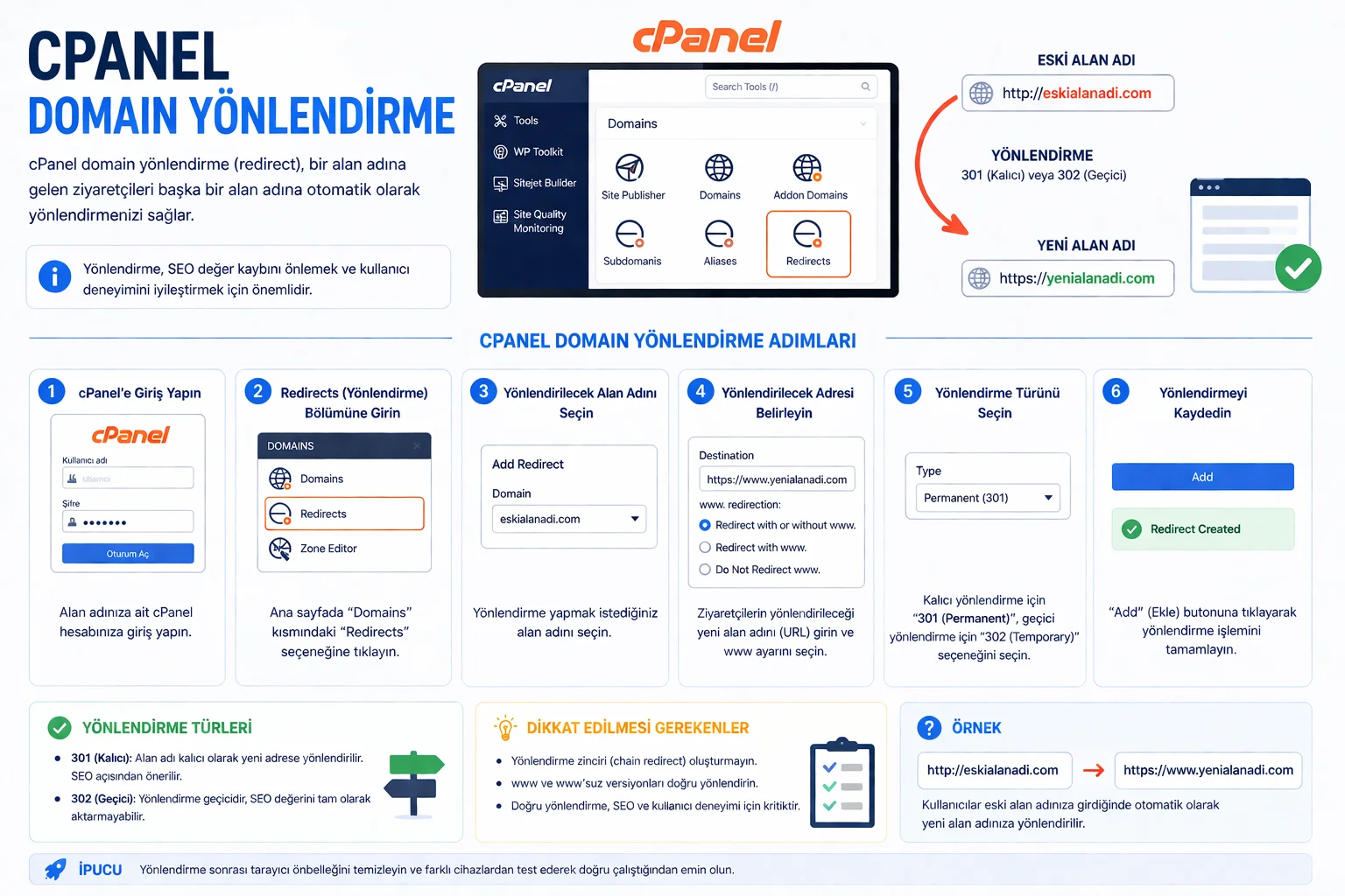 cPanel Domain Yönlendirme.webp